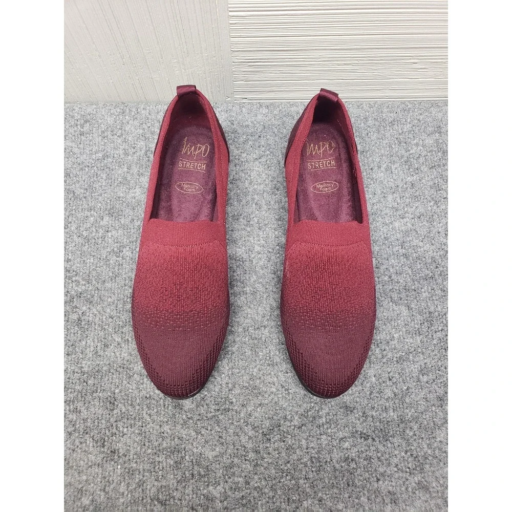 Impo Glenmory Women Shoes 9M Burgundy Stretch Comfort Wedge Pump Pull On Outdoor